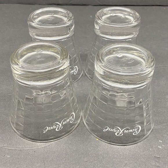 Vtg Crown Royal Glasses Tapered Optic Block Logo On The Rocks Set Of 4 Whiskey - Picture 9 of 10